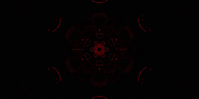 Červená Mandala Neonový Tunel VJ Loop 2:1 Univisium 60fps Spořič
