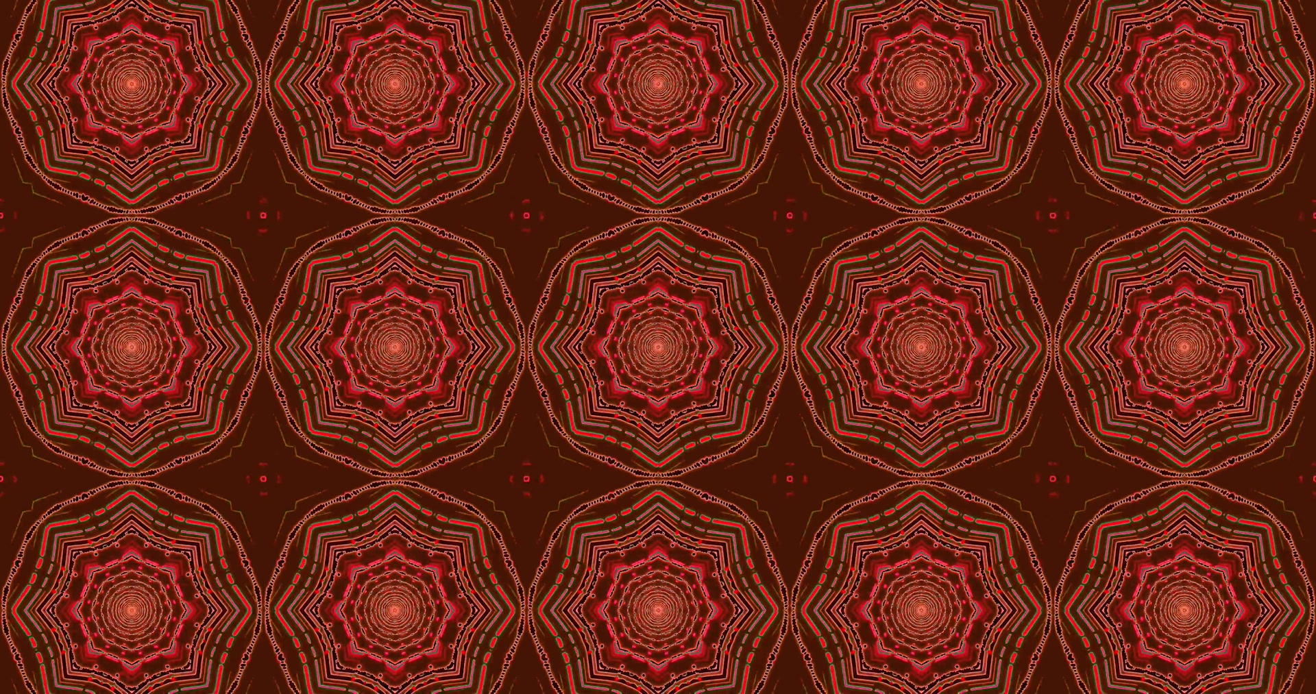 Twnnel Neon Mandala Coch 4K UHD 60fps Arbedwr Sgrin Dolen VJ