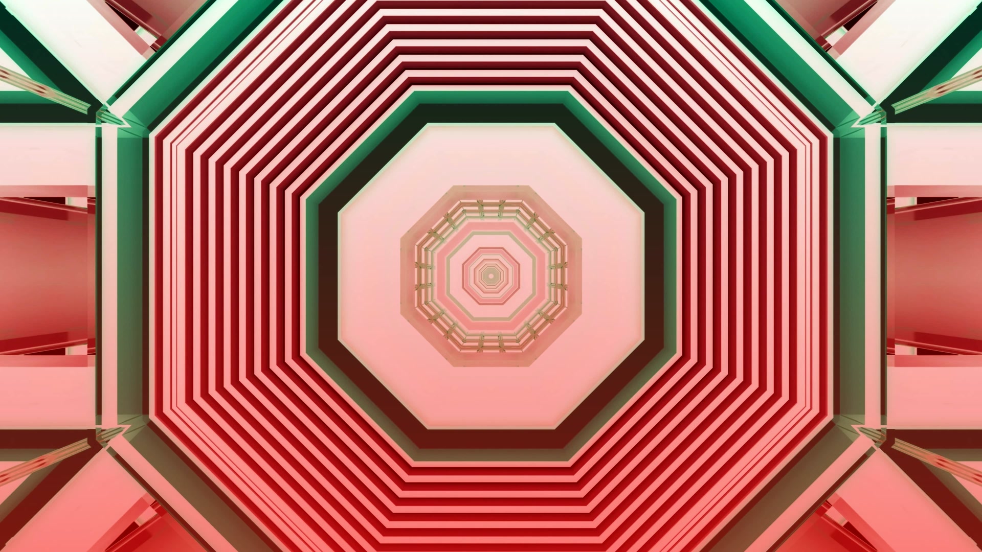 Twnnel Neon Pinc Gwyrdd Octagon Geometrig Arbed Sgrin 4K UHD 60fps VJLoops Windows 11