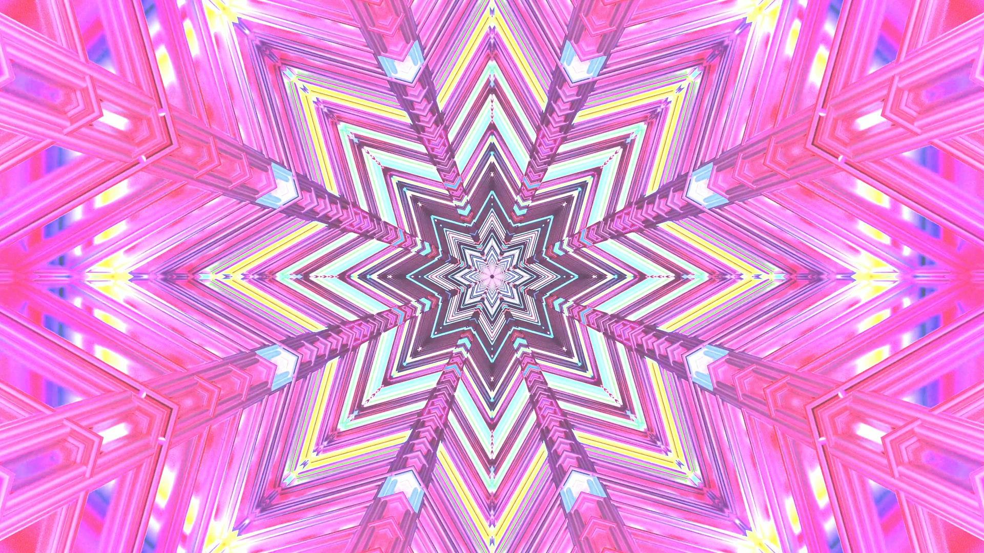 Pink Neon Tunnel Star Kaleidoscope 4k uhd 60fps screensaver Vj loop