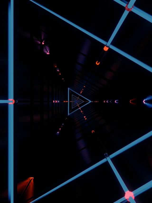 Neon Tunnel Triangular Vortex 3:4 iPad Portrait 60fps VJ Loop Screensaver