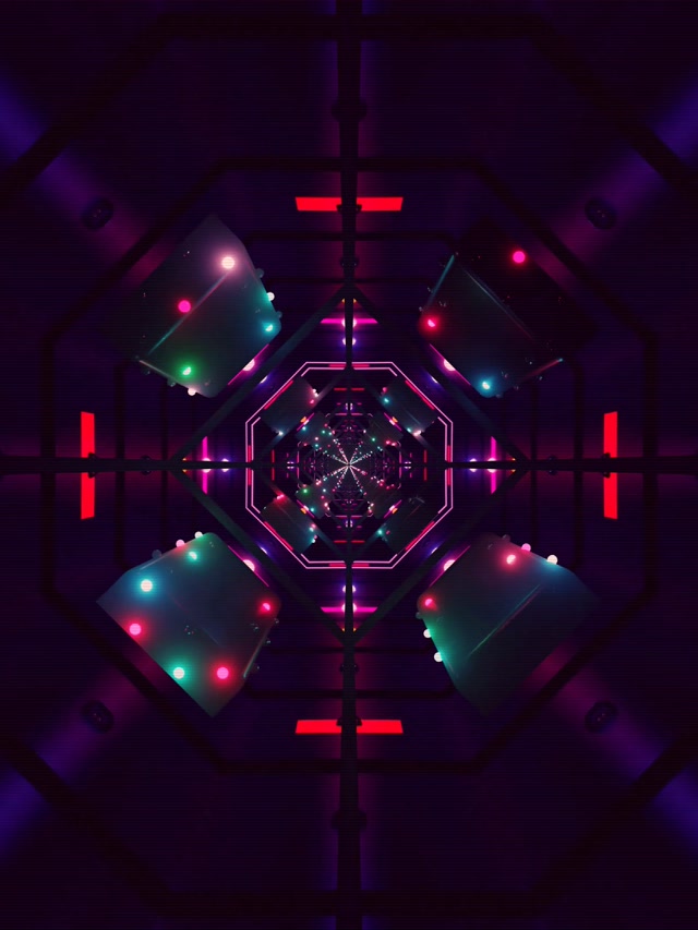 Neon Tunnel Screensaver 3:4 iPad Portrait 60fps VJ Loop Purple Pink Lights