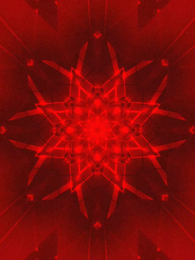 Red Neon Tunnel Star Kaleidoscope VJ Loop 3:4 iPad Portrait 60fps Screensaver