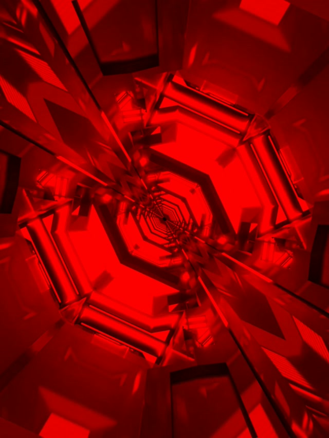 Red Neon Tunnel Spiral Octagon Vortex VJ Loop 60fps Screensaver 3:4 iPad Portrait