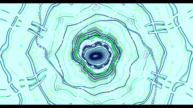 Twnnel Cosmig Haniaethol VJ Loop - Cefndir Symudiad Geometrig Gwyrdd Glas