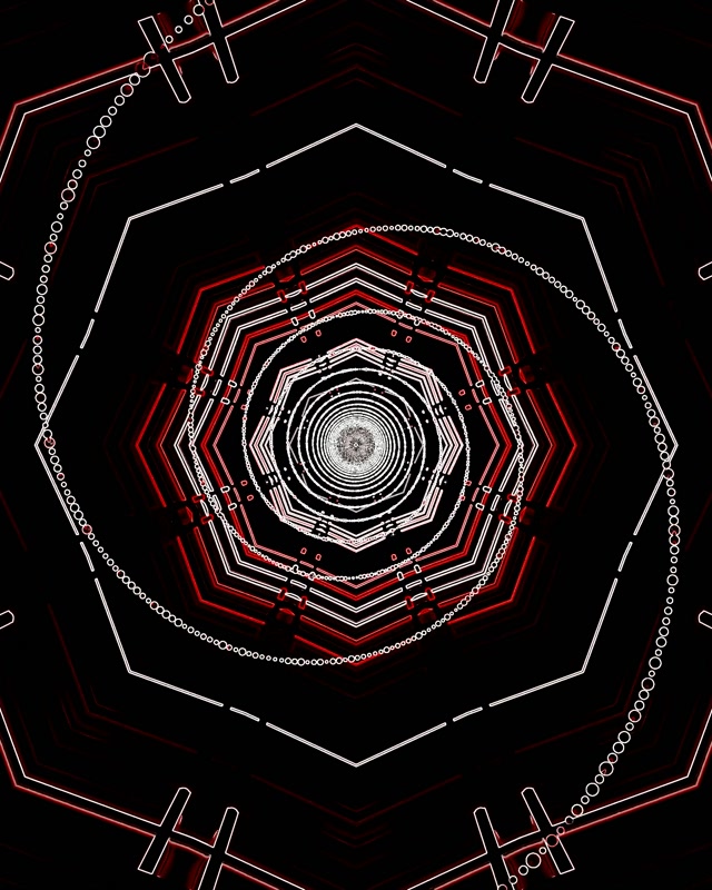 Twnnel Neon Troell Octagon Coch VJLoops 4:5 Instagram 60fps Arbed Sgrin