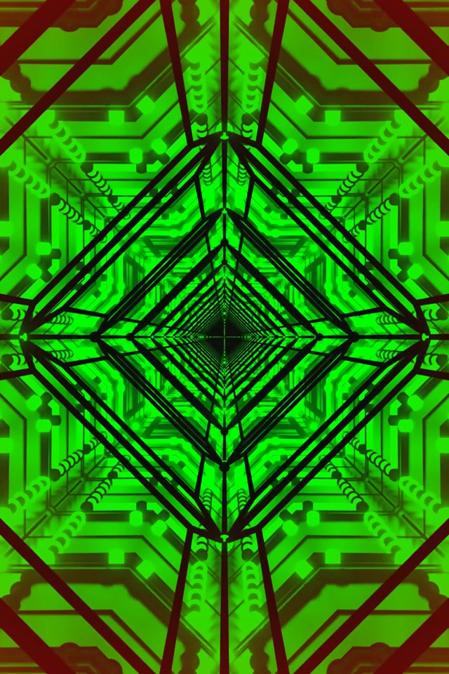 Twnnel Neon Gwyrdd Arbedydd Sgrin 60fps 2:3 Llun Portread VJ Loop PC Gliniadur