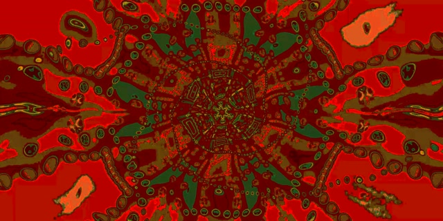 Twnnel Neon Hecsagon Rhuddgoch Aur VJLoops 2:1 Univisium 60fps Sgrin Arbedwr