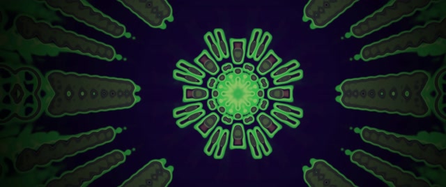 Twnnel Neon Gwyrdd Mandala Pigyn Rheiddiol VJ Loop 2.39:1 Cinemascope 60fps Arbedwr Sgrin