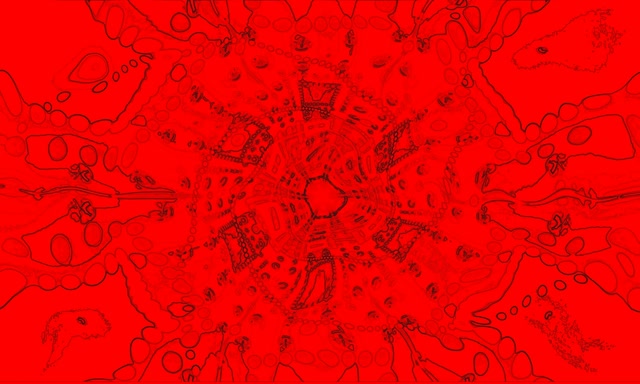 Twnnel Neon Coch Caleidosgop Ffrwydrad VJ Loop 5:3 Llydan 60fps Arbed Sgrin