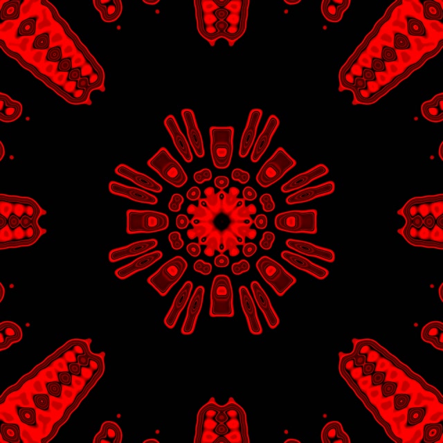 Red Neon Tunnel Kaleidoscope Burst | 1:1 Square | 60fps VJ Loop Screensaver