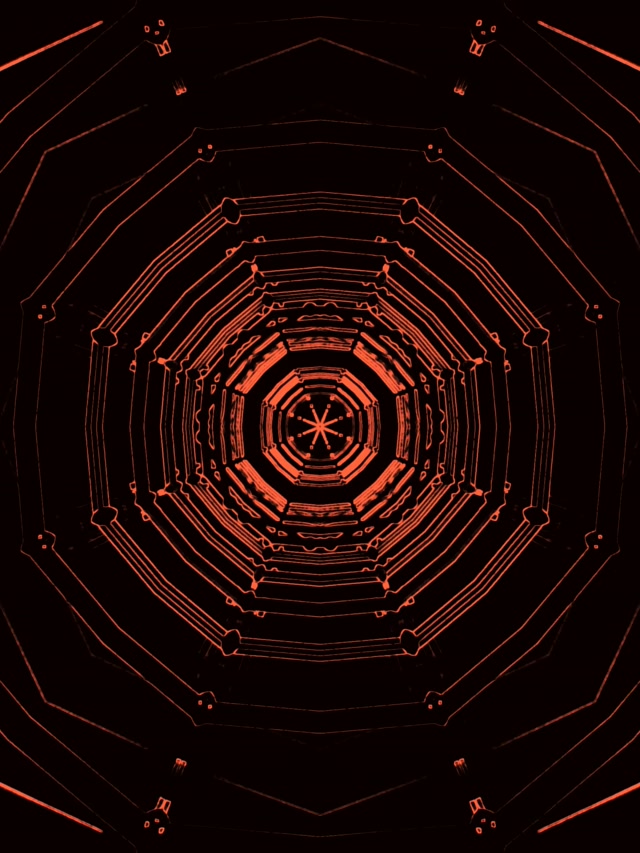 Twnnel Neon Troell Octagon Coch VJLoops 60fps 3:4 iPad Portread Arbed Sgrin