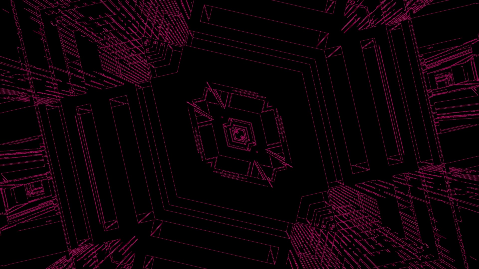 4K UHD 60fps pauseskærm neon tunnel pink wireframe geometriske mønstre windows 11 v...