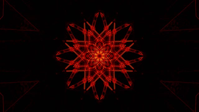 Rød Geometrisk Stjerne Mandala VJLoops - Mørk Abstrakt Bevægelse Baggrund