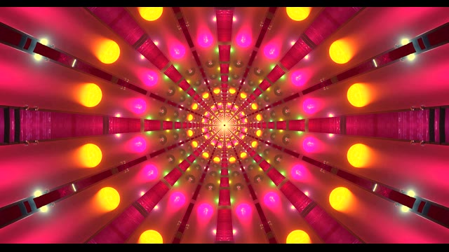 Livlig Kaleidoskop Tunnel - Abstrakt Geometrisk VJ Loop med Radial Eksplosionseffekt...