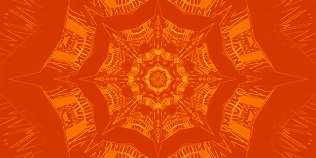 Orange Fraktal Mandala Neon Tunnel VJ Loop 2:1 Univisium 60fps Pauseskærm