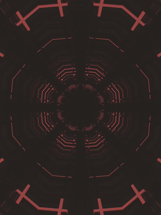 Neon Tunnel Red Cross Octagon VJ Loop 3:4 iPad Portrait 60fps Screensaver