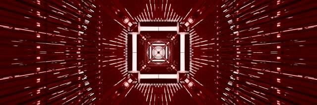 Red Neon Tunnel VJ Loop Recursive Square Vortex 3:1 Triple Wide 60fps Screensaver