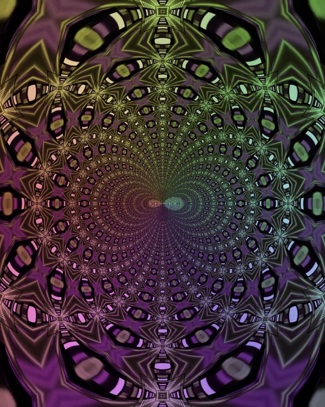 VJLoops Neon Tunnel Fraktal Øje Mandala Grøn Lyserød 4:5 Instagram 60fps Pauseskærm