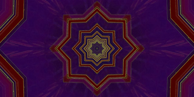 Neon Tunnel 8-Stjerne Kaleidoskop Lilla Rød VJ Loop 2:1 Univisium 60fps Pauseskærm