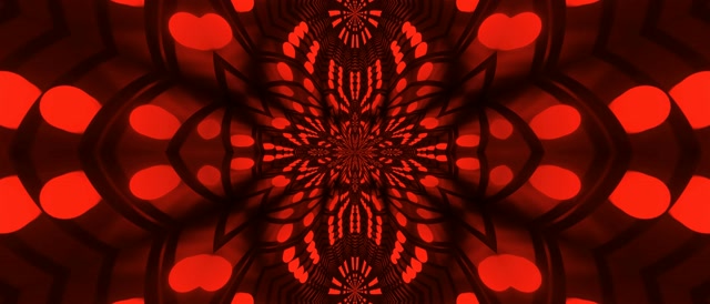 VJ loop Neon Tunnel Rød Kaleidoskop Burst 21:9 Ultrawide 60fps Pauseskærm