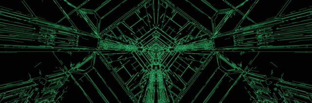 Grøn Neon Tunnel Pauseskærm 3:1 Triple Wide 60fps VJLoops PC