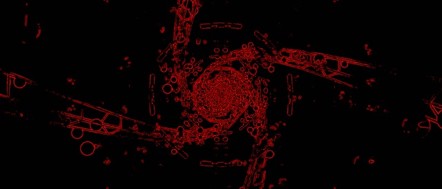 Rød Neon Tunnel Oktagon Hvirvel VJLoops 21:9 Ultrawide 60fps Pauseskærm