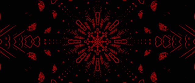 Rød Fraktal Kaleidoskop Neon Tunnel VJ Loop 21:9 Ultrawide 60fps Pauseskærm