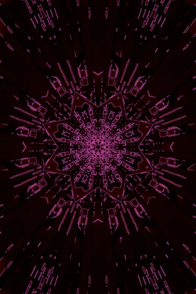 Neon Tunnel Pink Kaleidoskop Stjerne Vj Loop 2:3 Foto Portrait 60fps Pauseskærm