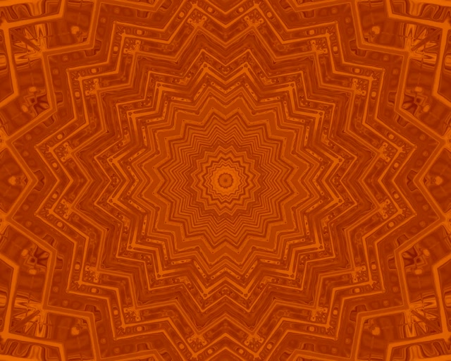 Neon Tunnel Orange Stjerne Kaleidoskop VJ Loop 5:4 industriel 60fps pauseskærm
