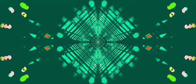 Neon Tunnel Grøn Diamant Kaleidoskop VJ Loop 21:9 Ultrawide 60fps Pauseskærm