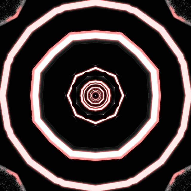 Neon Tunnel Glødende Oktagon Hvirvel | VJLoops | 1:1 Kvadrat | 60fps Pauseskærm