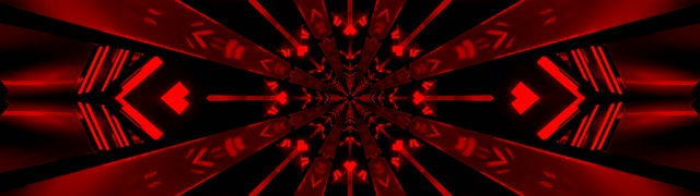 Rød Kaleidoskop Neon Tunnel 32:9 Super Ultrawide 60fps Pauseskærm VJLoops