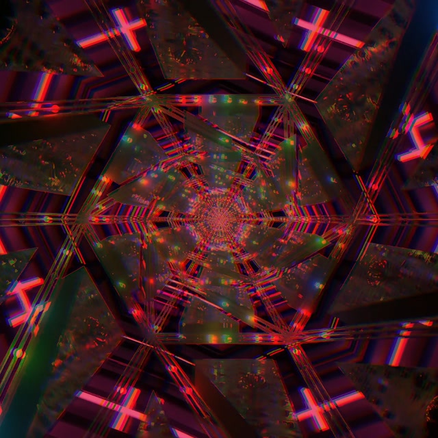 Neon Tunnel Rød Kaleidoskop Hvirvel VJLoops 1:1 Kvadrat 60fps Pauseskærm