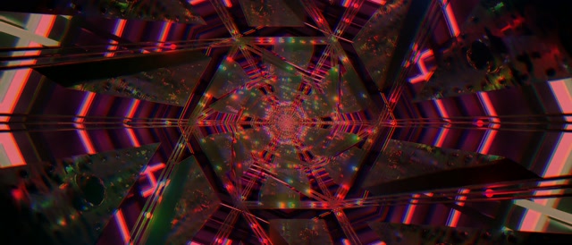 Neon Tunnel Rød Fraktal Kaleidoskop 21:9 Ultrawide 60fps Pauseskærm VJLoops