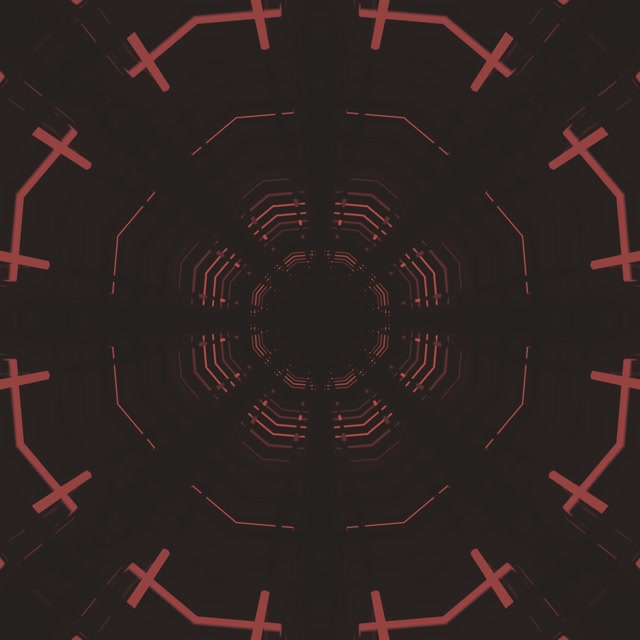 Rød Neon Tunnel Octagon Kors Gitter Vj Loop 1:1 Firkant 60fps Pauseskærm
