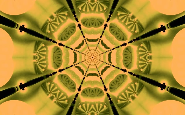 Neon Tunnel Kaleidoskop Guld Grøn 16:10 Macbook 60fps Pauseskærm VJLoops