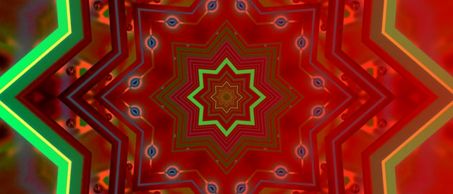 Rød Neon Tunnel Stjerne Kaleidoskop Pauseskærm 21:9 Ultrawide 60fps VJ Loop