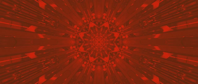 Rød Fraktal Kaleidoskop Neon Tunnel VJ Loop 21:9 Ultrawide 60fps Pauseskærm