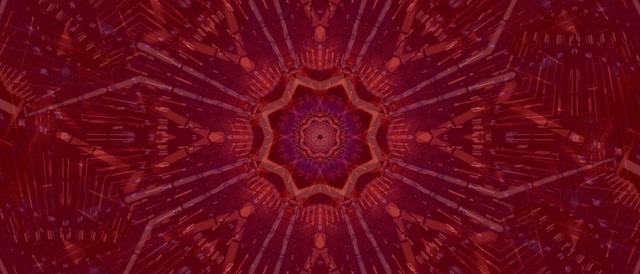 Rød Fraktal Kaleidoskop Neon Tunnel VJ Loop 21:9 Ultrawide 60fps Pauseskærm