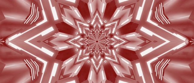 Rød Kaleidoskop Neon Tunnel VJ Loop 21:9 Ultrawide 60fps Pauseskærm