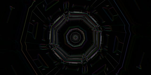 Octagonal Neon Tunnel Vortex Loop 2:1 Univisium 60fps Screensaver VJ Animation