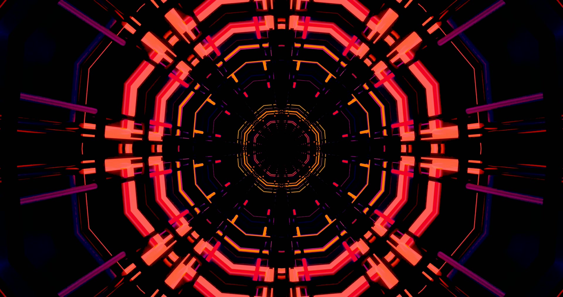 Neon Tunnel Rot Orange Bildschirmschoner 4K UHD 60fps VJ Loop