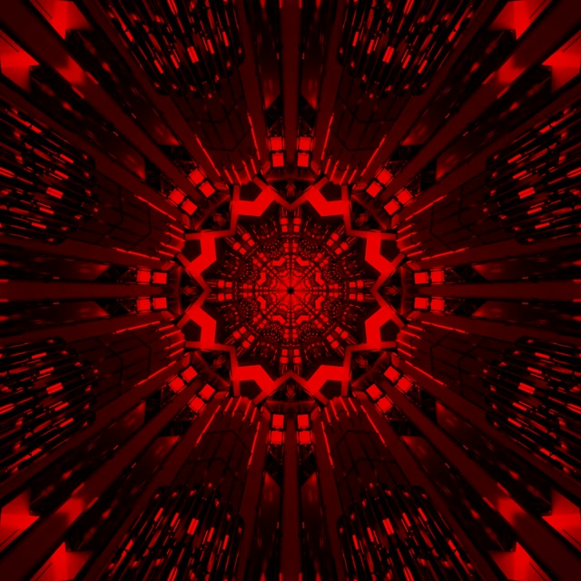 Roter Fraktal Kaleidoskop Neon-Tunnel VJ Loop 1:1 Square 60fps Screensaver