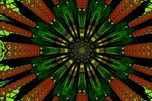 Neon Tunnel Red Kaleidoscope Burst VJ Loop 3:2 Surface 60fps Screensaver