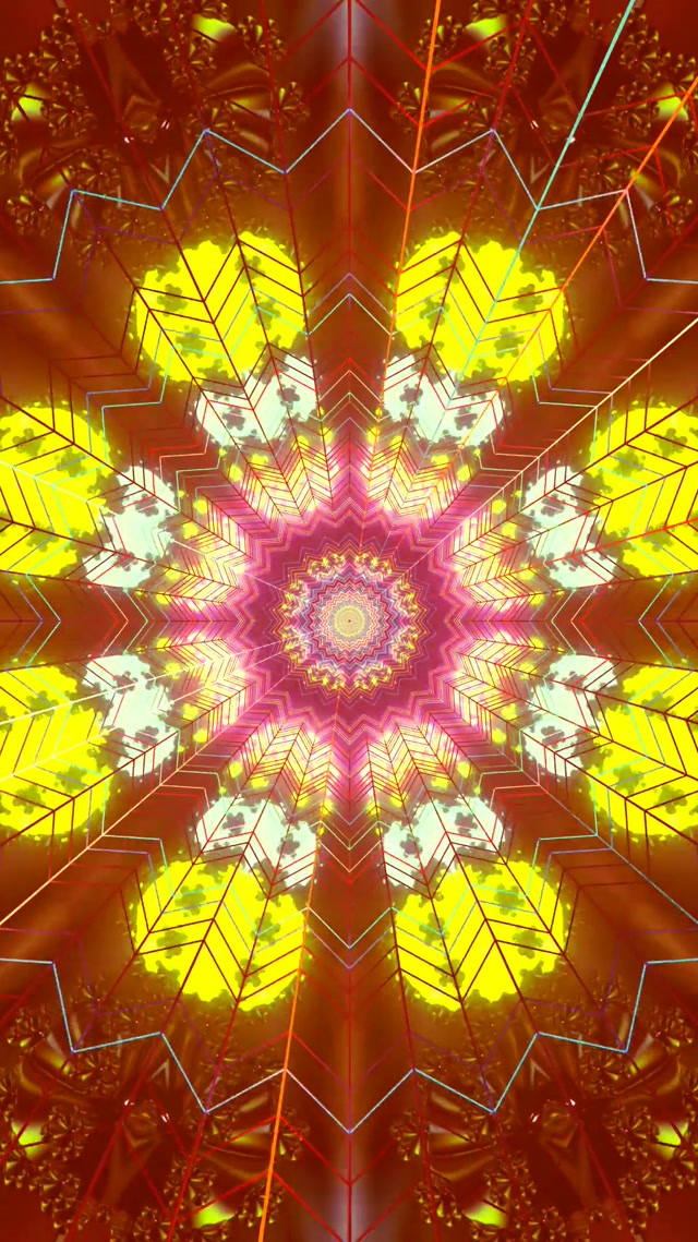 Neon Tunnel Red Star Kaleidoscope Vj Loop 9:16 Reels 60fps Screensaver
