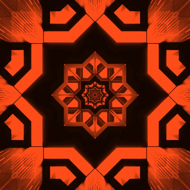 Neon Tunnel Orange Kaleidoskop Stern VJ Loop 1:1 Square 60fps Bildschirmschoner