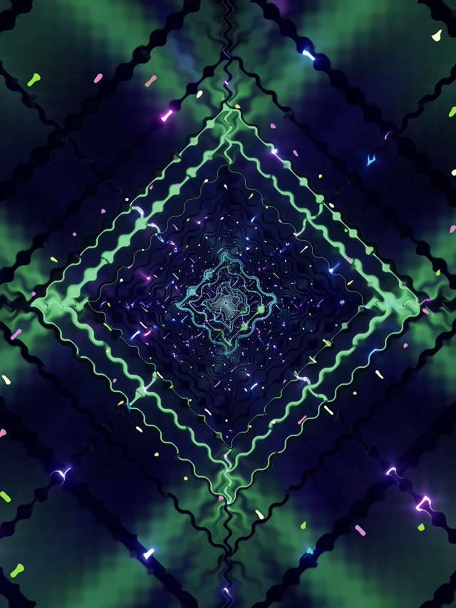 Neon Tunnel Grüner Diamant Vortex VJ Loop 3:4 iPad Portrait 60fps Bildschirmschoner