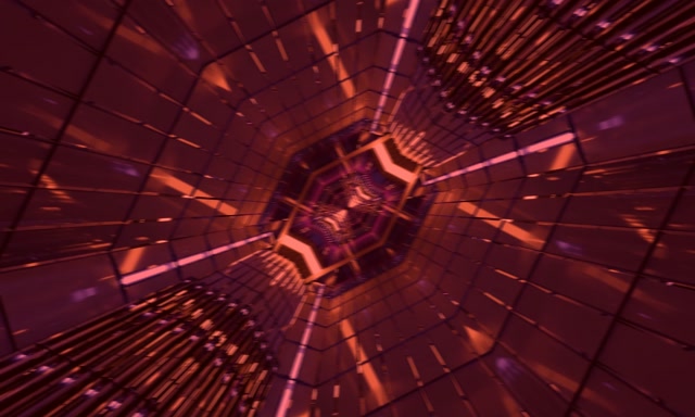 Vj loop Neon Tunnel Red Hexagon Vortex 5:3 wide 60fps screensaver