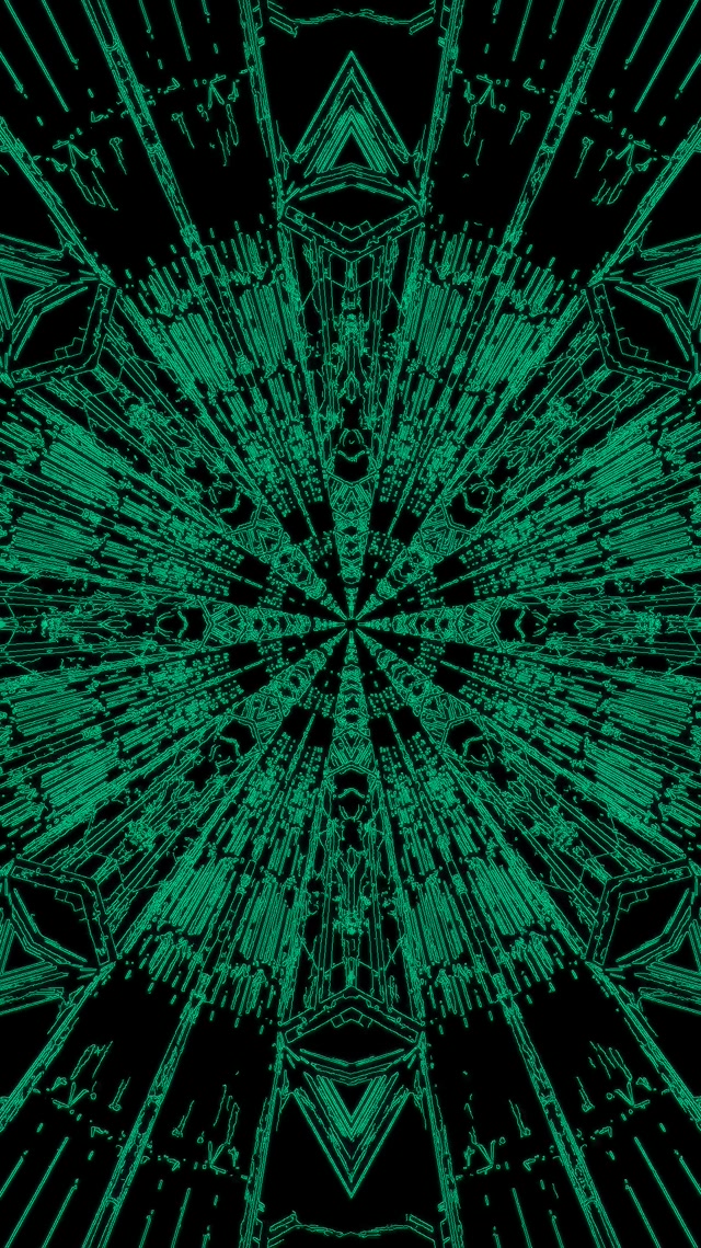 Neon Tunnel Grünes Kaleidoskop Stern VJ Loop 9:16 Reels 60fps Bildschirmschoner